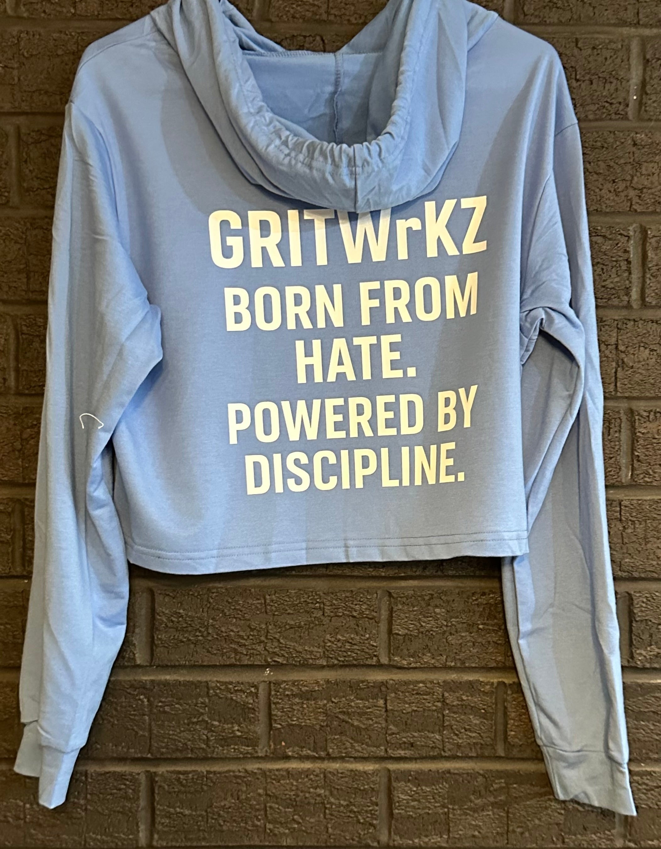 GRITWrKZ Born from hate powered by disciplined (Long sleeve crop top)